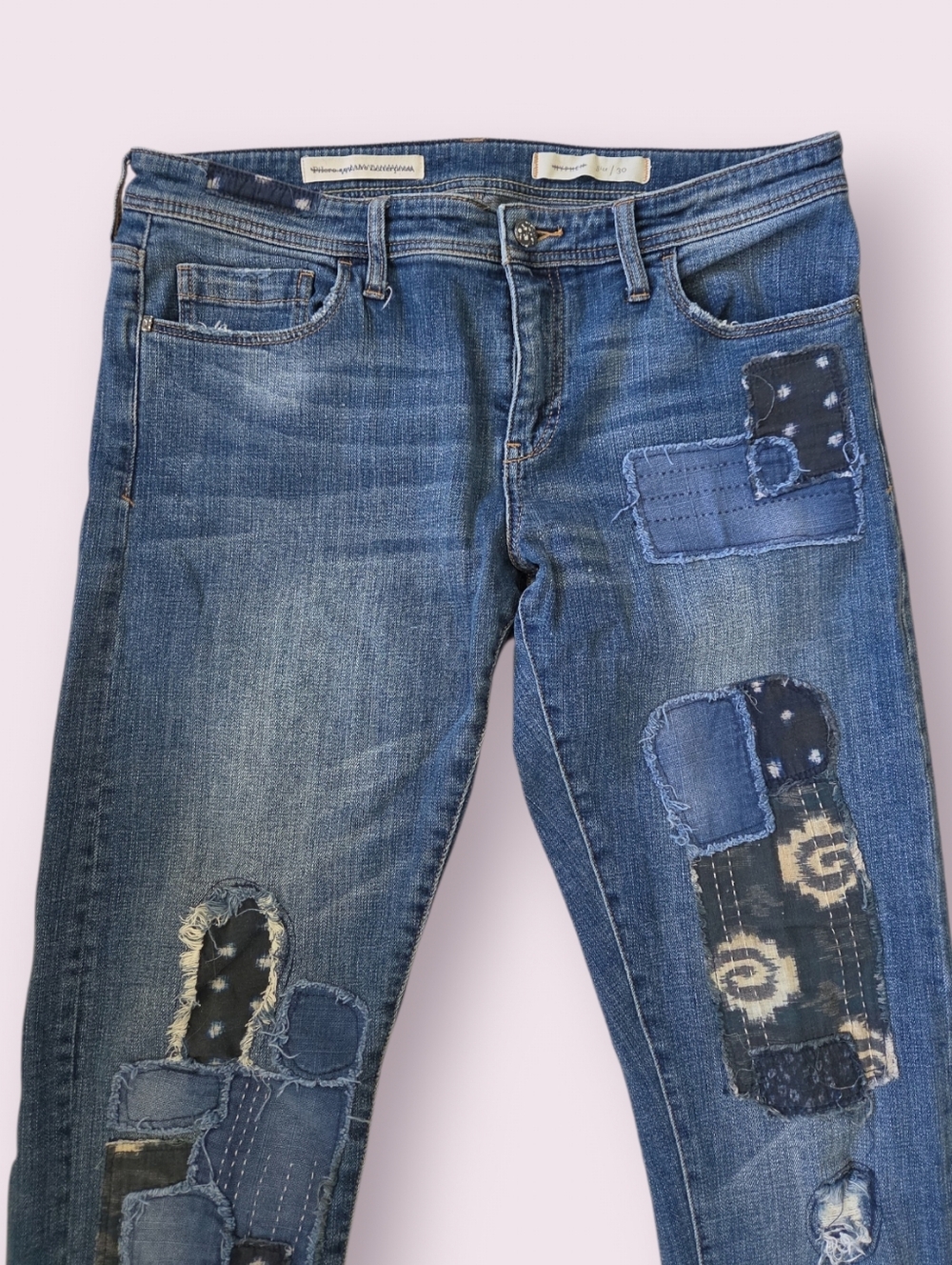 Anthropologie Pilcro Hyphen Patchwork Relaxed Jeans  Size 30 - Picture 3 of 12